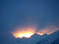 Winterstimmung in Tirol, Blick auf das Karwendel vom Urlaubsbauernhof Tunelhof in Weerberg